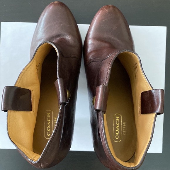 Coach - Chocolate Brown Leather Booties - Picture 3 of 9